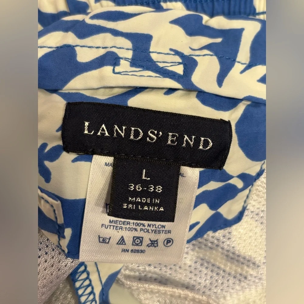 Lands' End Men's Tropical Hibiscus Swim Trunks - Size L (36-38)‎